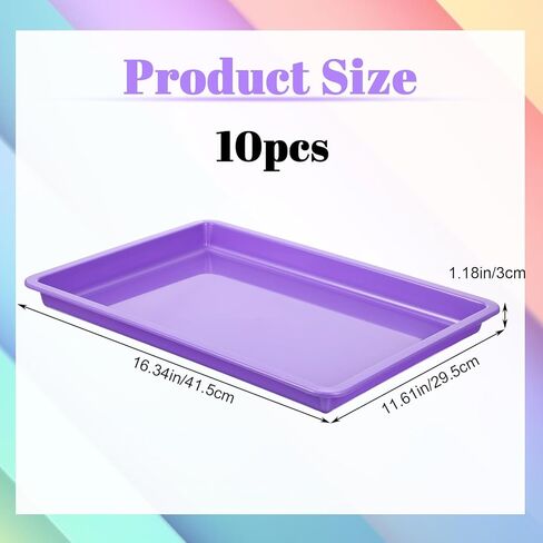Molain 10 Pack Multicolor Plastic Art Trays 16x12x1 Inch Large Stackable Activity Craft Trays Sensory Serving Organizer Art Serving Tray for DIY Projects, Beads, Jewelry, 10 Colors in Kuwait