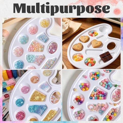 Plastic Paint Palette, 2 Pcs White Painting Palette Oval Paint Plate Paint Holder Tray with Hanging Hole for Teachers or Students Painting or DIY Craft Class in Kuwait