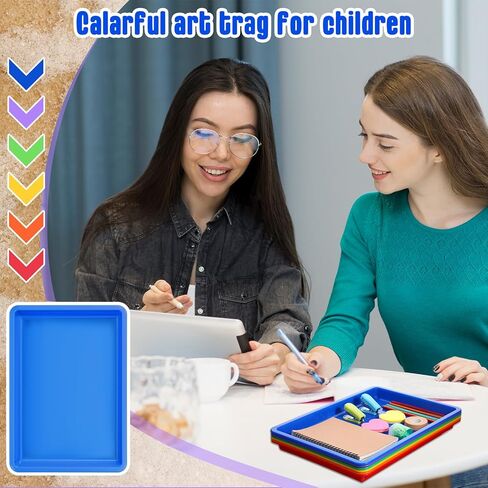 6 قطع من صواني الفن البلاستيكية مقاس 40.64 سم × 30.48 سم × 2.54 سم، 6 ألوان صينية تقديم الأنشطة الملونة، صينية تقديم صواني تقديم الأنشطة اليدوية، منظم للفصول الدراسية المدرسية، مشاريع DIY، تنظيم المنزل، طلاء المجوهرات والخرز in Kuwait