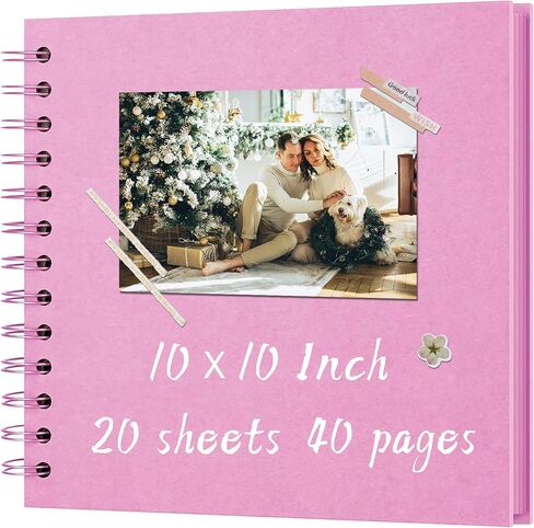 ألبوم قصاصات DIY مقاس 10 × 10 بوصة 40 صفحة (20 ورقة) - كتاب صور ورق كرافت بغلاف مقوى، كتاب قصاصات ذاكرة فارغ للحرف اليدوية اليدوية وحفلات الزفاف والذكرى السنوية والكاكي in Kuwait