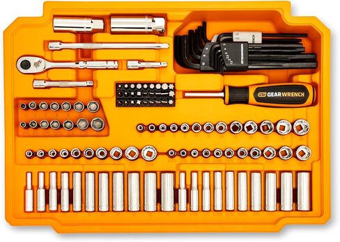 مجموعة أدوات ميكانيكا GEARWRENCH في صندوق تخزين 3 أدراج، 257 قطعة، 1/4 بوصة 3/8 بوصة و1/2 بوصة محرك، متري/SAE | GW72XLCBMTS in Kuwait