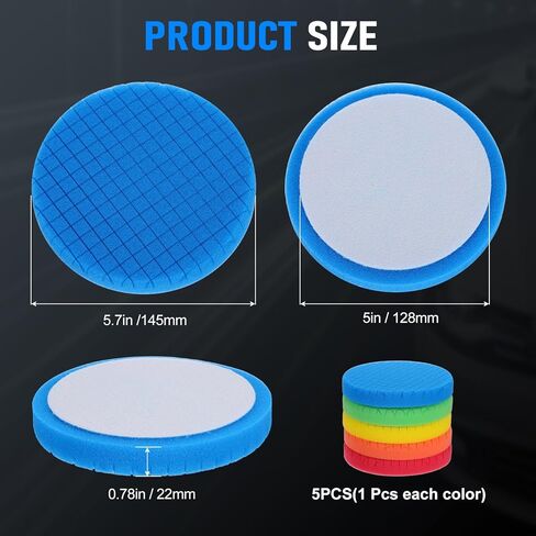 5PCS Buffing Polishing Pads, 150mm Face for 6 Inch Backing Plate Buffing Sponge Pads Cutting Polishing Pad Kit for Car Buffer Polisher Compounding,Polishing and Waxing in Saudi Arabia