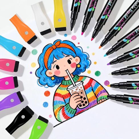 علامات 9 ألوان للوحة ملاحظات LED مع الألوان، علامات مسح جافة بديلة للوحة رسم LED، علامة ألوان قابلة للغسل أو المسح الجاف متوافقة مع لوحات الملاحظات ولوحات الرسائل والسبورة البيضاء in Kuwait