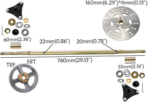 Go Kart Rear Axle Assembly Kit with 10x4.50-5 Tire Wheels and 17mm Wheel Hubs for Drift Trike DIY Kart in Kuwait