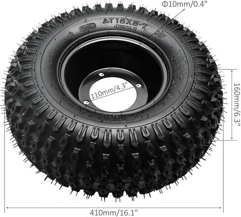 مجموعة إطارات عجلة Go Kart مقاس 16 × 8-7 مع محاور محور 23T و4 حواف فولاذية مقاس 110 مم نمط مسمار 16 × 8 × 7 بدون أنابيب لجميع التضاريس مجموعة العجلات الخلفية لجرار العشب ATV Quad Mini Bike in Kuwait