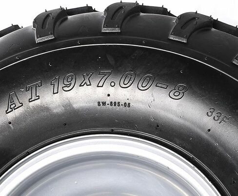 مجموعة عجلات وإطارات مقاس 8 بوصات مقاس 19x7-8 مع محور 4 عروات 110 مم، وعجلات بديلة للمركبات ATV، وGo-Kart، وجزازة الركوب، وأداء عالي التحمل على الطرق الوعرة in Kuwait
