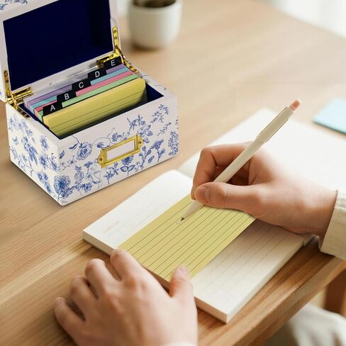 3x5 Index Card Holder, Leather Organizer Box with 300 Flash Cards, 30 Plastic Dividers & 2 Letter Stickers,Flash Recipe Card Holder Box for Home Office Kitchen (Index Card Holder-A) in Saudi Arabia