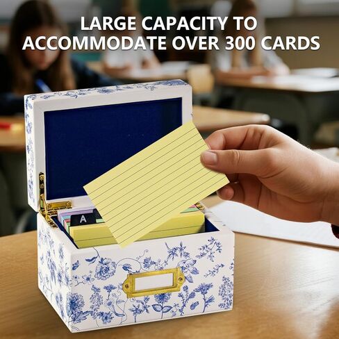 3x5 Index Card Holder, Leather Organizer Box with 300 Flash Cards, 30 Plastic Dividers & 2 Letter Stickers,Flash Recipe Card Holder Box for Home Office Kitchen (Index Card Holder-A) in Saudi Arabia