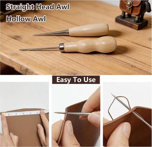 Leather Sewing Kit, Upholstery Repair Kit with Waxed Thread, Sewing Awl, Needles, Heavy Duty Hand Stitching Tools for Car Seats, Sofa, Carpet, DIY Leather Crafts in Kuwait