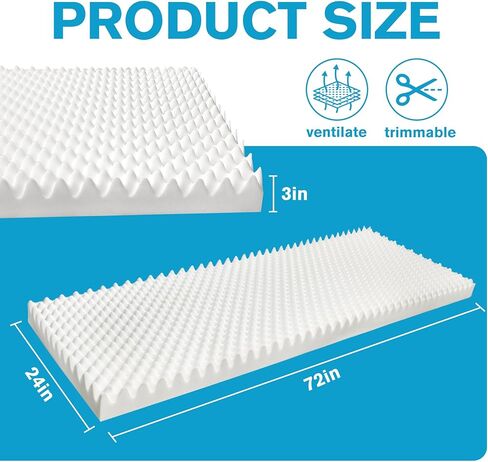 72 * 24 * 3 Inch Egg Crate Foam Padding Pressure-Relieving High-Density Upholstery Foam for Air Circulation Cuttable Cushion Pad for Sofa Chair Hospital in Saudi Arabia