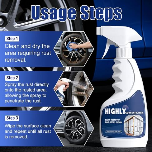 Rust Remover Spray for Metal, Powerful Rust Remover Heavy Duty Metal Cleaner, Multipurpose Rust Stain Remover for Metal,for Automotive Parts, Tools, Stainless Steel, Fast Acting Rust in Kuwait