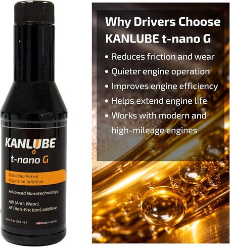 Engine Oil Additive for Gasoline Engines – Reduces Friction & Wear, Improves Engine Performance & Fuel Efficiency – WS₂ & MoS₂ Nano Technology – 5 oz – Kanlube t-nano G in Kuwait