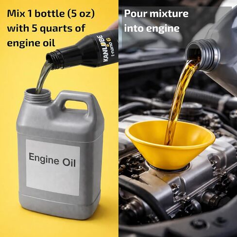 Engine Oil Additive for Gasoline Engines – Reduces Friction & Wear, Improves Engine Performance & Fuel Efficiency – WS₂ & MoS₂ Nano Technology – 5 oz – Kanlube t-nano G in Kuwait