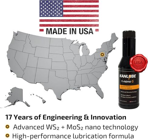 Engine Oil Additive for Gasoline Engines – Reduces Friction & Wear, Improves Engine Performance & Fuel Efficiency – WS₂ & MoS₂ Nano Technology – 5 oz – Kanlube t-nano G in Kuwait