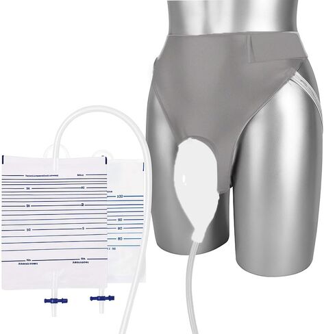 External Catheter for Men, Wearable Condom Catheters with 2 Urine Collector Bags 1000ml&2000ml, 40 inches Tube, Silicone, Large Size for Men Elderly Overnight Home Use (White) in Saudi Arabia
