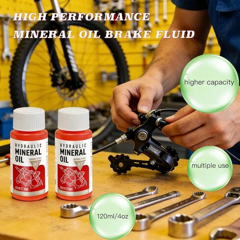 High Performance Mineral Oil Fluid for Shimano & Tektro & TRP Hydraulic Brakes- 2 x 60ml Hydraulic Brake Fluid，Road & Gravel Bicycle Brake Oil in Kuwait
