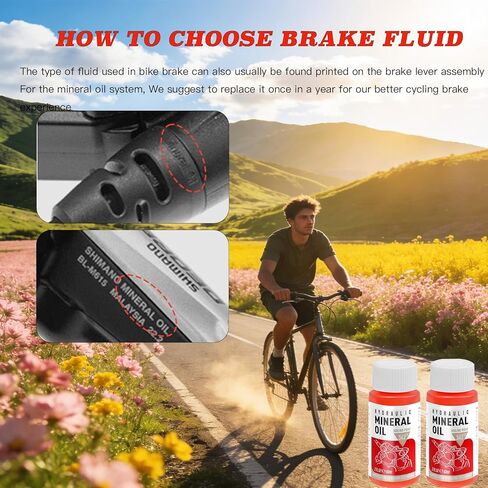 High Performance Mineral Oil Fluid for Shimano & Tektro & TRP Hydraulic Brakes- 2 x 60ml Hydraulic Brake Fluid，Road & Gravel Bicycle Brake Oil in Kuwait