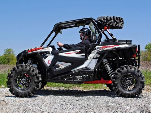 حامل الإطارات الاحتياطية SuperATV Polaris RZR XP Turbo لعام 2016+ Polaris RZR XP Turbo/XP 4 Turbo، سهل التركيب بمسامير، مطلي بالمسحوق، أسود متجعد، انظر الملاءمة، صنع في الولايات المتحدة الأمريكية in Kuwait