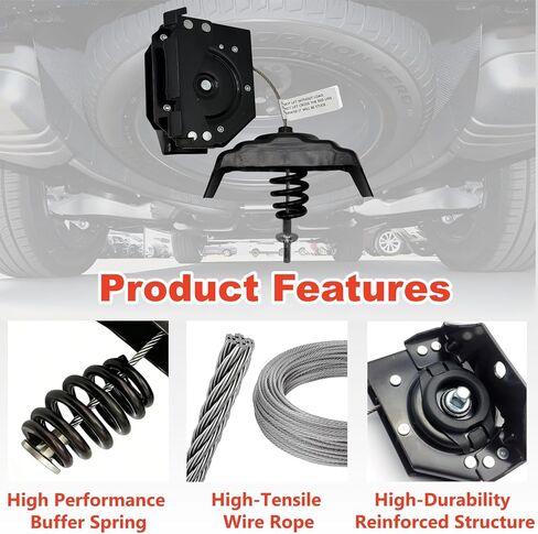 حامل ونش رفع الإطارات الاحتياطية ylann 924-517 متوافق مع 2001-2020 Chevy Tahoe/Suburban/Avalanche/GMC Yukon/Cadillac Escalade، يستبدل 924517 25974845 22968178 in Kuwait