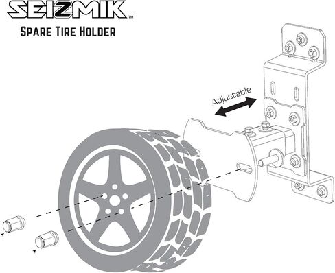 SEIZMIK UTV Bed Rack Spare Tire Holder Mount | Fits 27"-35" Tires | Works with SEIZMIK Full Height Bed Rack | Compatible with Polaris Ranger and Can-Am Defender in Kuwait