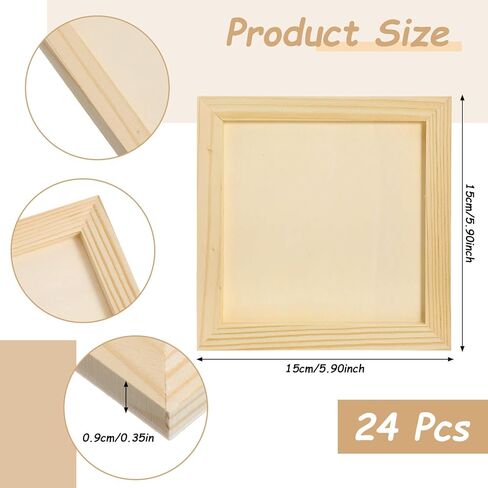 24pcs Unfinished Wood Canvas Panels for Painting 6''x 6''Unfinished Wood Canvas Panels for Crafts Woods Panel Boards DIY Drawing Pouring Art Projects with Oils, Acrylics in Kuwait