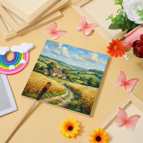 24pcs Unfinished Wood Canvas Panels for Painting 6''x 6''Unfinished Wood Canvas Panels for Crafts Woods Panel Boards DIY Drawing Pouring Art Projects with Oils, Acrylics in Kuwait