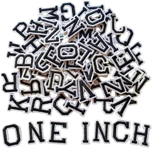 1.3 inch Iron on Letter Patches 78 Pieces, A-Z Embroidered Alphabet Patches for Clothing Jackets Hats Backpacks Jeans Black in Saudi Arabia