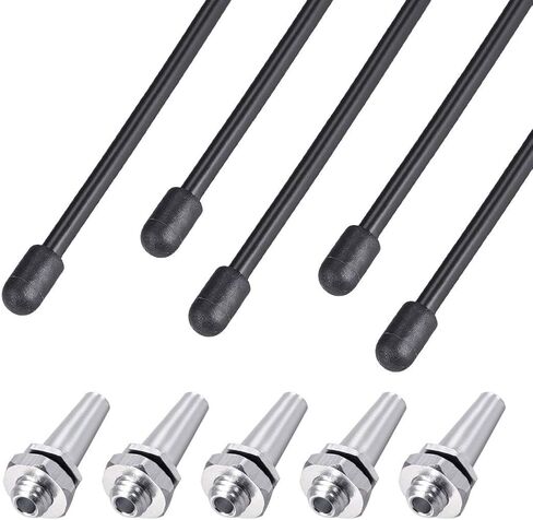 5Pcs RC Antenna Tube Black 320mm RC Antenna Tube with Silver Mount and Cap for RC Cars FPV Drone Receiver Antenna Frsky XM+ X4R X4RSB in Kuwait