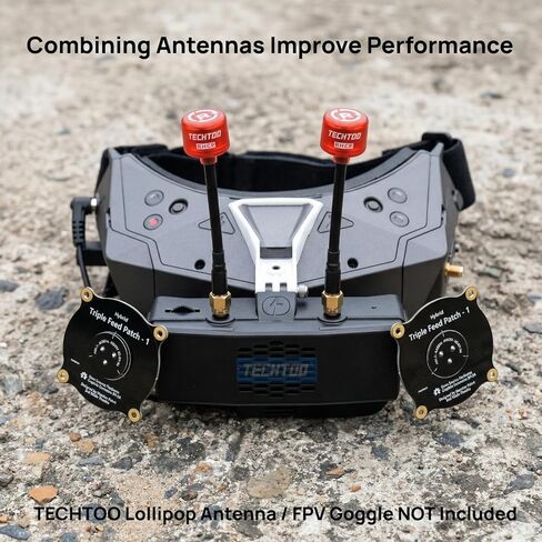 هوائي TECHTOO FPV هوائي 5.8 جيجا هرتز ثلاثي التغذية، مكاسب عالية 9.4 ديسيبل اتجاهي مستقطب دائري LHCP RHCP SMA موصل مع فاصل تحميل 50 أوم لطائرة سباق FPV بدون طيار in Kuwait