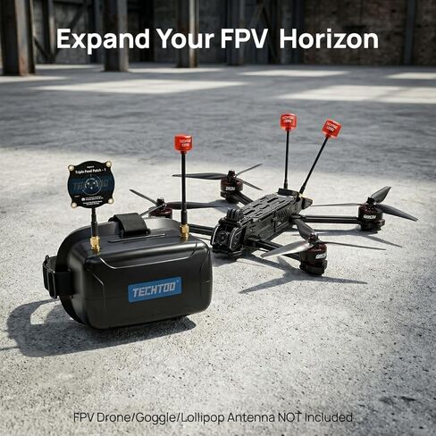 هوائي TECHTOO FPV هوائي 5.8 جيجا هرتز ثلاثي التغذية، مكاسب عالية 9.4 ديسيبل اتجاهي مستقطب دائري LHCP RHCP SMA موصل مع فاصل تحميل 50 أوم لطائرة سباق FPV بدون طيار in Kuwait