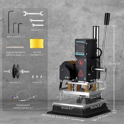 OFFNOVA Hot Foil Stamping Machine 10x13cm with U-Slot & Movable Table, 110V Digital Embossing Machine Manual Tipper Stamper for PVC Wood PU Leather Logo in Kuwait