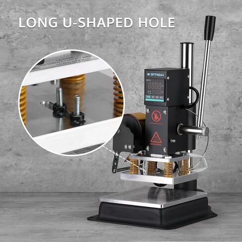 OFFNOVA Hot Foil Stamping Machine 10x13cm with U-Slot & Movable Table, 110V Digital Embossing Machine Manual Tipper Stamper for PVC Wood PU Leather Logo in Kuwait