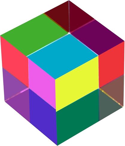 CMYCUBE CMY مكعب ملون، 3.93 بوصة (100 مم) منشور مكعب أكريليك لخلط الألوان لتعليم الفيزياء وديكور سطح المكتب والألعاب العلمية والهدايا للأطفال in Kuwait