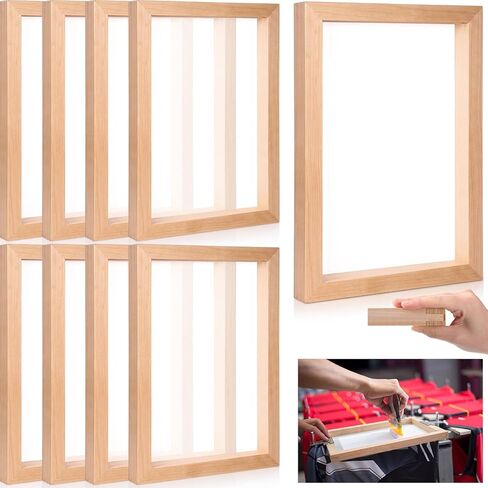 CroBlissful 8 Pcs Wood Silk Screen Printing Frames, 8x12 Inch with 160 White Mesh Screen Printing Frame, DIY Craft Stencil Kit for Beginners T-Shirts, Posters, Wood Sign, Paper Making in Kuwait