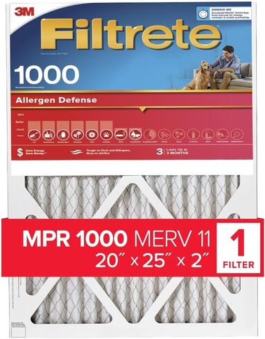 فلتر هواء فرن تيار متردد 20 × 25 × 1، MERV 11، MPR 1000، دفاع دقيق ضد الحساسية، فلتر تنظيف هواء إلكتروستاتيكي مطوي لمدة 3 أشهر، 4 عبوات (الحجم الفعلي 19.69 × 24.69 × 0.81 بوصة) in Saudi Arabia
