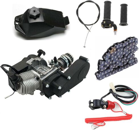 محرك محرك ثنائي الأشواط 49CC 50CC للدراجة الترابية الصغيرة ATV رباعية الدراجات النارية الصغيرة ودراجة الجيب 49CC ثنائي الأشواط محرك بنزين 50cc محرك الدراجة الترابية، 40 ميل في الساعة (49CC 2-Stroke 1) in Kuwait