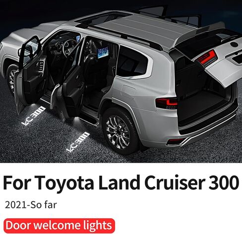 ضوء عرض شعار ضوء باب السيارة مناسب لـ 2021-2024 Toyot@ Land Cruiser 300 LC300 خالٍ من البهتان عالي الوضوح LED ضوء عرض ترحيب للسيارة، ضوء قدم صديق للبيئة (4 قطع) in Kuwait
