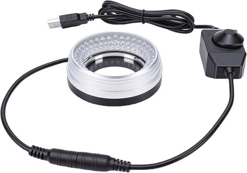 Microscope LED Ring Light 25W Power Focus Lamp Source Standard White Light 6500K Adjustable Brightness Durable Metal Housing Dust Oil Proof Lens for Monocular Stereo (72 LED (Ultra Bright)) in Kuwait