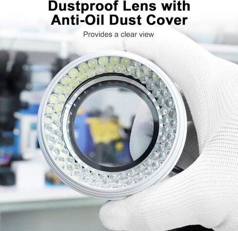 Microscope LED Ring Light 25W Power Focus Lamp Source Standard White Light 6500K Adjustable Brightness Durable Metal Housing Dust Oil Proof Lens for Monocular Stereo (72 LED (Ultra Bright)) in Kuwait