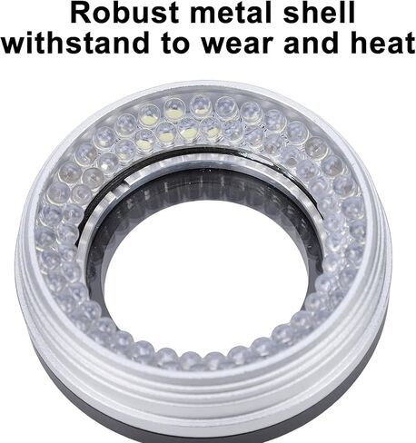 Microscope LED Ring Light 25W Power Focus Lamp Source Standard White Light 6500K Adjustable Brightness Durable Metal Housing Dust Oil Proof Lens for Monocular Stereo (72 LED (Ultra Bright)) in Kuwait