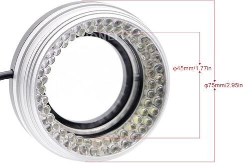 Microscope LED Ring Light 25W Power Focus Lamp Source Standard White Light 6500K Adjustable Brightness Durable Metal Housing Dust Oil Proof Lens for Monocular Stereo (72 LED (Ultra Bright)) in Kuwait