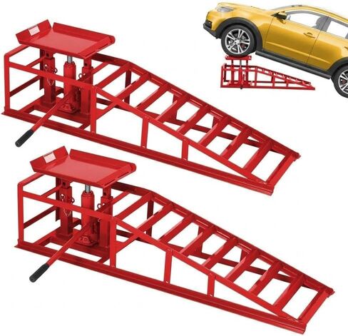 2 Pack 5 Ton 11060Lbs Hydraulic Car Ramps - Heavy Duty Vehicle Lift Ramps for Oil Changes & Garage Repair, Portable Auto Service Ramps for Home Garage, Black in Kuwait