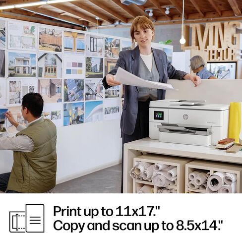 طابعة HP OfficeJet Pro 9720 اللاسلكية متعددة الإمكانات الملونة النافثة للحبر، الطباعة والمسح الضوئي والنسخ والفاكس حتى 11x17، ADF، الطباعة على الوجهين الأفضل للمكتب، تجربة 3 أشهر من الحبر الفوري متضمنة (C2XF9A) in Kuwait