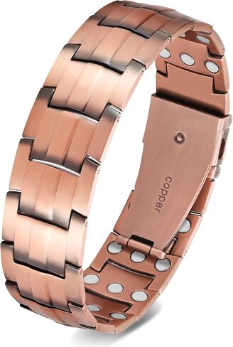 Feraco 3X Strength Copper Bracelet for Men, 99.99% Pure Copper Magnetic Bracelet with Powerful Neodymium Magnets & Pro Folding Clasp, Adjustable in Saudi Arabia