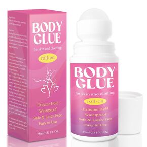 Strong Hold Body Glue for Skin and Fabric, Roll On Clothing Adhesive for Dresses and Dance Costumes, Sweat Resistant Fashion Glue for Socks, Strapless Tops, Performance Wear, 75ml (75ml) in Kuwait