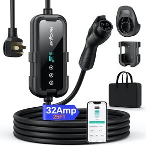 شاحن EV من المستوى 2 بقدرة 32 أمبير مع تطبيق WiFi/Plug-Play، قابس 240V NEMA 14-50P، كابل 25FT مع محطات شحن المركبات الكهربائية المحمولة المعتمدة من ETL، موصل EVSE J1772 (32) in Kuwait