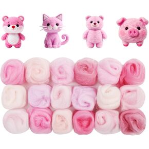Ainiv 18 Pcs Needle Felting Wool, 9 Colors x 2 Packs Wool Roving, 3g/Pack Fiber Wool Yarn Roving, Beginner-Friendly Art Crafts, Starter Needle Felt Supplies for DIY Craft Beginners (Green Series) in Kuwait
