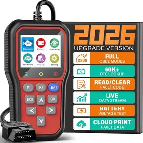BluSon YM319 OBD2 Scanner Diagnostic Tool with Battery Tester, Check Engine Fault Code Reader with Live Data, Cloud Printing, DTC Lookup, Freeze Frame, Scan Tool for All OBDII Protocol Cars Since 1996 in Saudi Arabia
