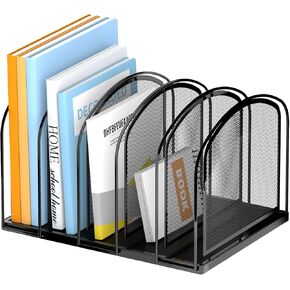 SUPEASY 5-Section File Organizer for Desk, Mesh Desk Organizer, Vertical File Folder Holder, File Floder Organizer for Office Home School Classroom, Black in Kuwait