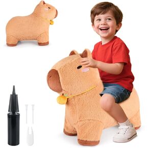SuzziPals Bouncy Capybara Hopper Toys, Inflatable Ride on Toy with Plush Cover, Indoor & Outdoor Hopping Bouncing Animals for Toddlers Kids Adults, Capybara Stuffed Animal Hopping Toddler Gifts in Saudi Arabia